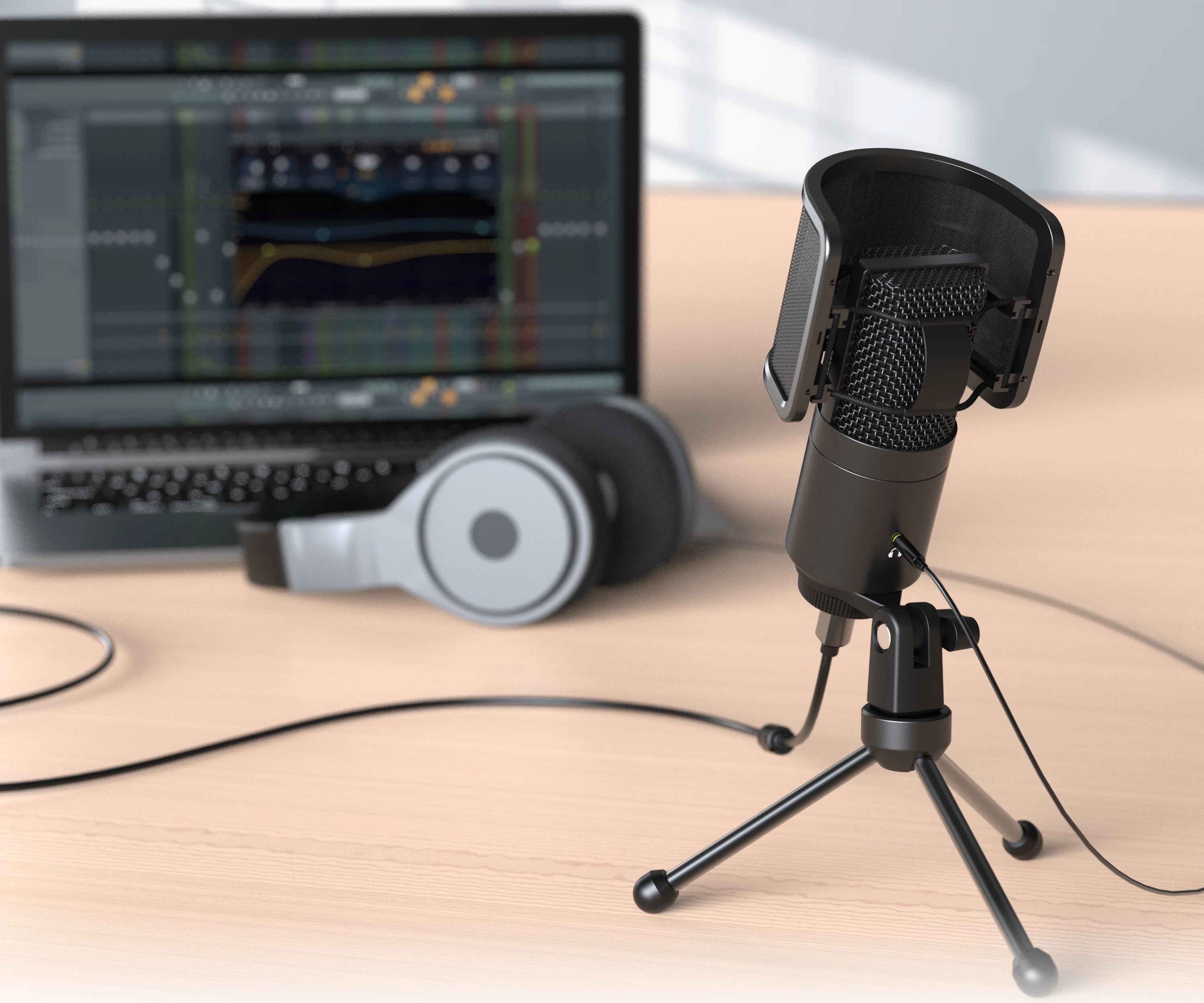 FIFINE K683A Type C USB Mic with A Pop Filter, A Volume Dial, A