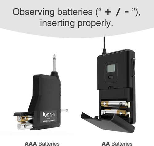 FIFINE Wireless Microphone System, Wireless Microphone set with Headset and  Lavalier Lapel Mics, Beltpack Transmitter and Receiver,Ideal for Teaching