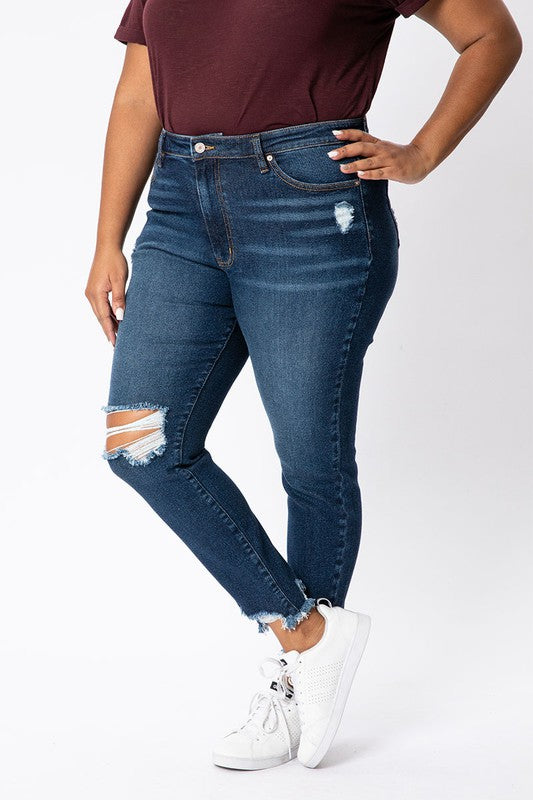 Plus Size KanCan™ Skinny Mid Rise Frayed Hem Jean