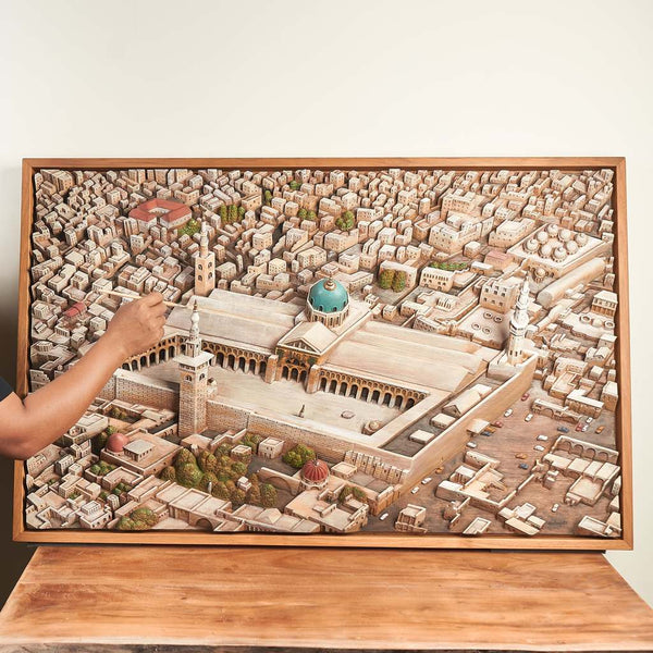 Painting The Umayyad Mosque - Handmade Wood Art by Mahajati