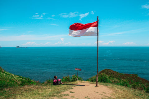Indonesian Flag Beside their lovely Beaches