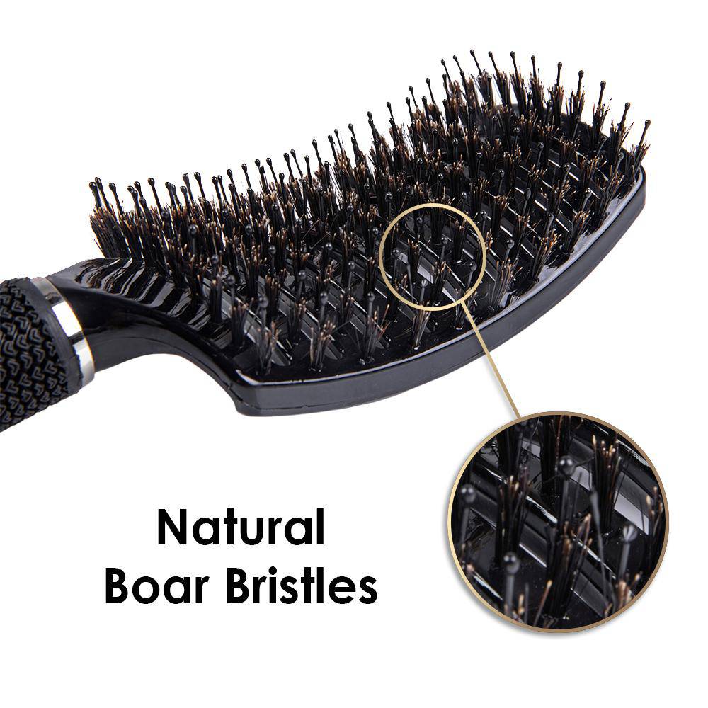 Detangling Boar Bristle Brush - (Set of 2) Professional, Vented Detangle Hair