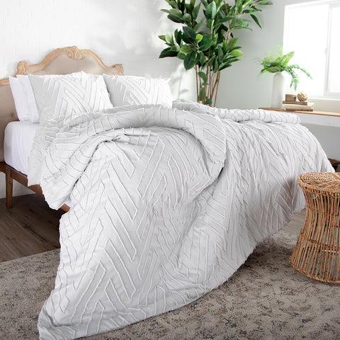 Southshore Fine Linens Grey Comforter Set with plants in the background