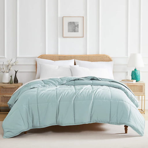 A sky blue Vilano down alternative comforter from Southshore Fine Linens.