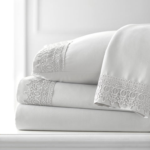 southshore fine linens white lace sheet set stacked bedding