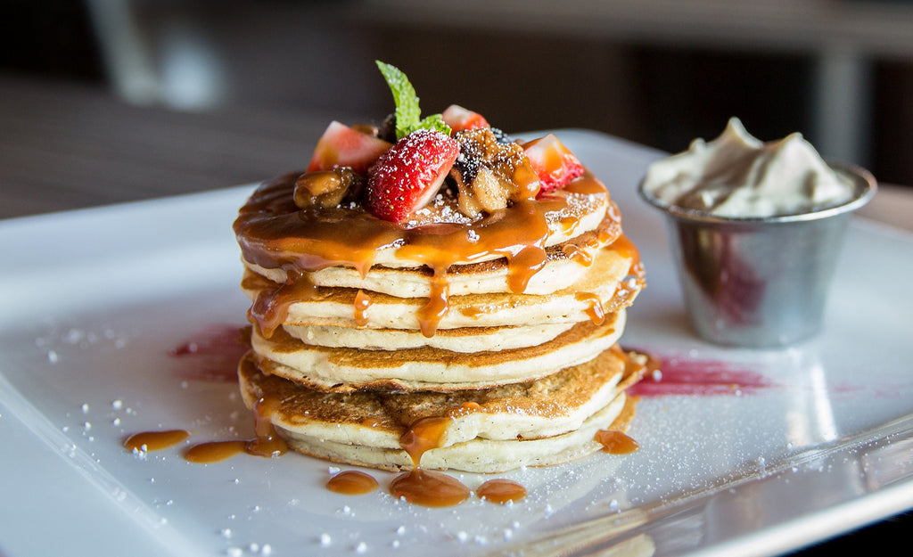 Morning Pancakes with Fruits on Top