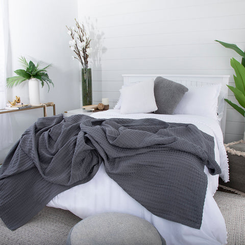 Southshore Fine Linens Slate Waffle Cotton Blankets