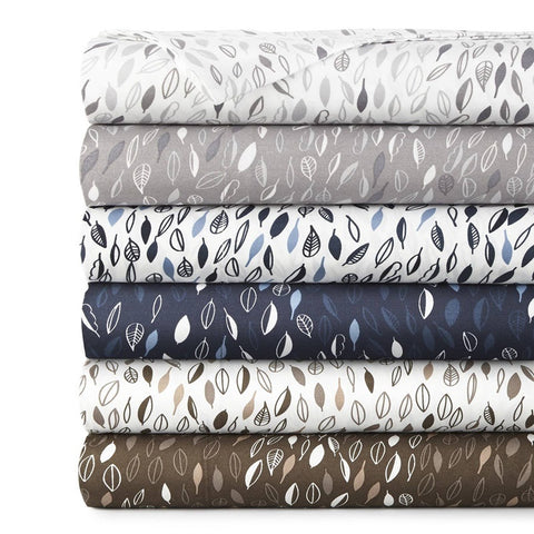 A stack of patterned bed sheets from Southshore Fine Linens.