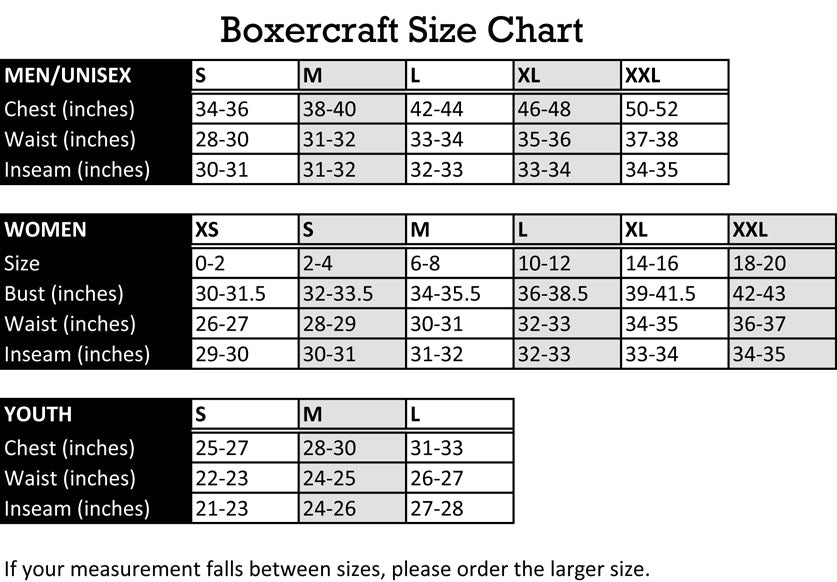 Boxercraft Flannel Pants Size Chart