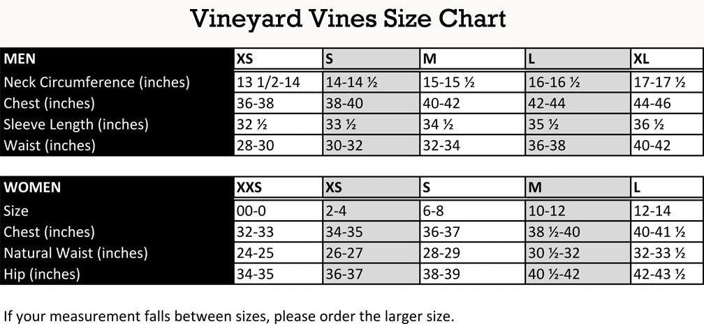 Vineyard Vines Size Chart