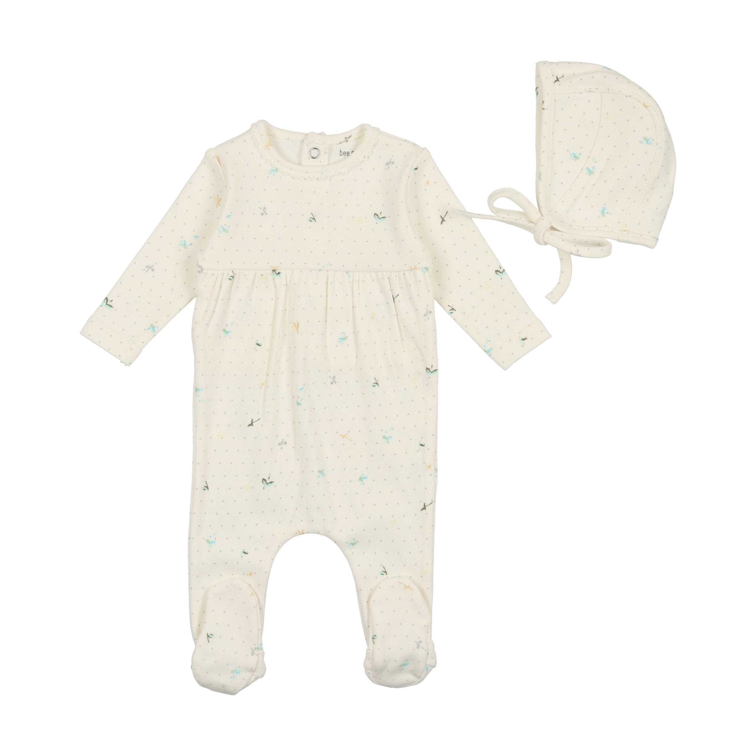 Bee & Dee Floral Dot Collection Footie with Bonnet-Boys Print ...