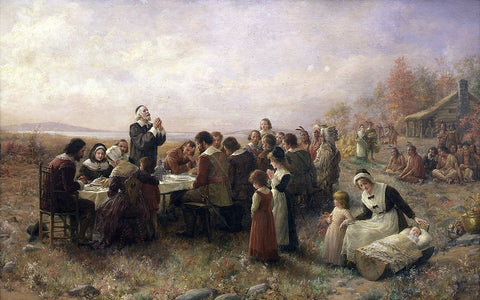 The First Thanksgiving at Plymouth, oil on canvas, by Jennie Augusta Brownscombe, 1914