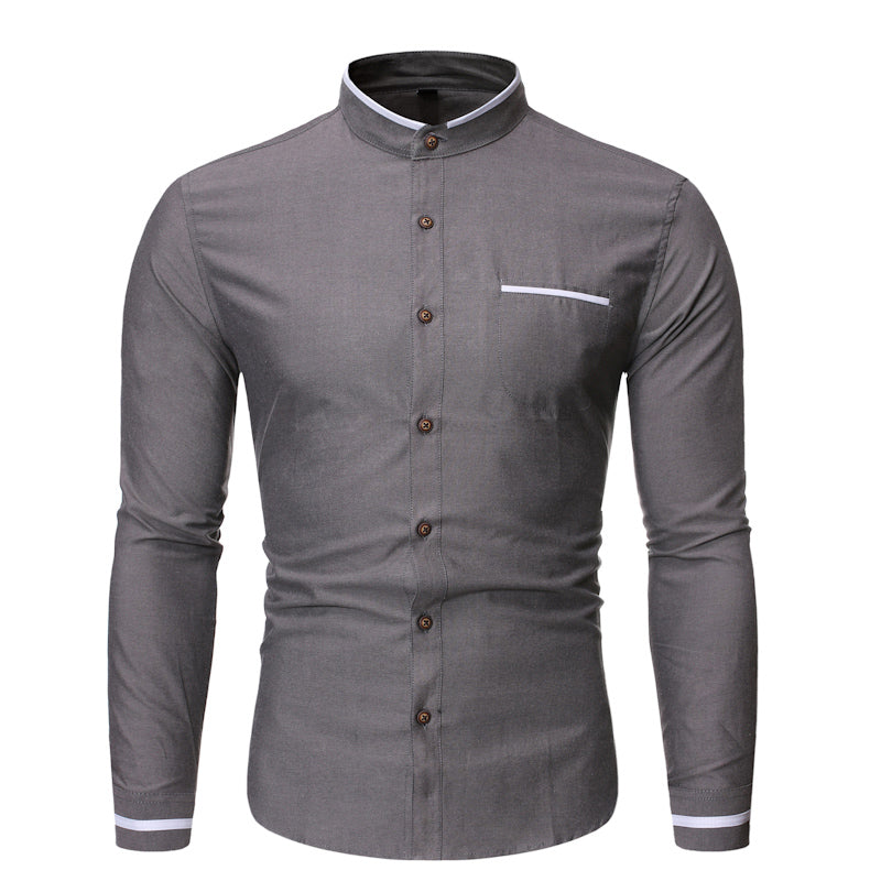 Casual Mandarin Collar Long Sleeve Shirt – Polomano