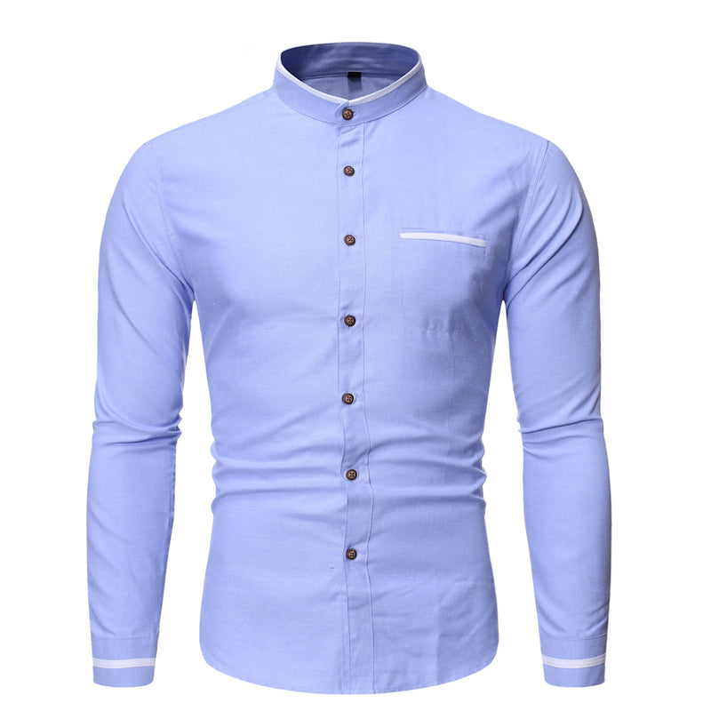 Casual Mandarin Collar Long Sleeve Shirt – Polomano