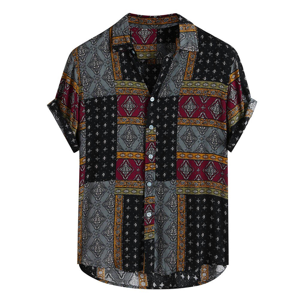 Breathable Patterned Button-Up Shirt