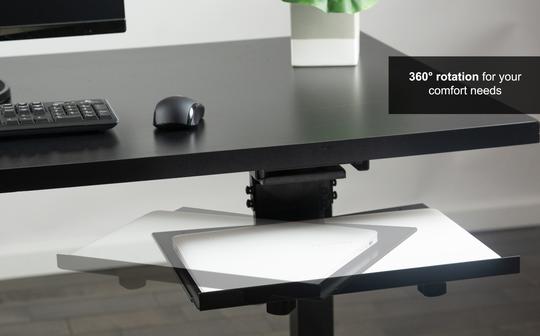 Vivo Black Sliding Tray Track Mounted Under Desk Adjustable Laptop