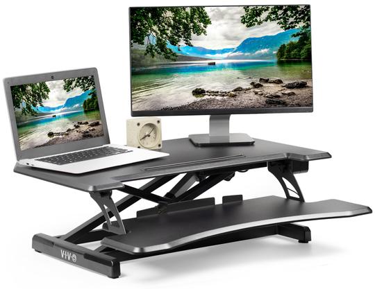 Vivo Black Electric Height Adjustable Standing Desk Workstation