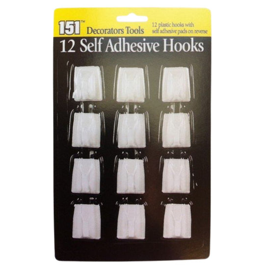 Self Adhesive Hooks 12 Piece - Case of 12 Wholesale