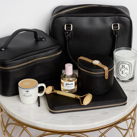 Vegan Leather Travel Beauty Bags | Jetsetter Train Case by Hudson + Bleecker