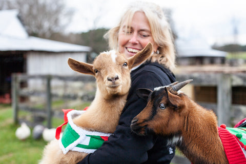 Little Buckets Farm Sanctuary Susan Klingenberg and Tater and Tot the Goats