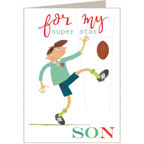 Birthday Card - Rugby, For My Super Star Son