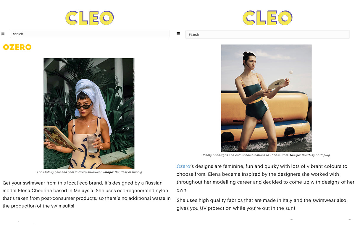 Cleo Malaysia on Ozero Swimwear, April 2019