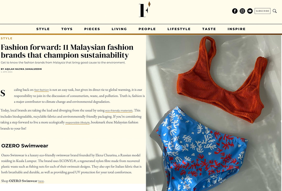 Ozero Swimwear in FirstClasse Malaysia, April 2024