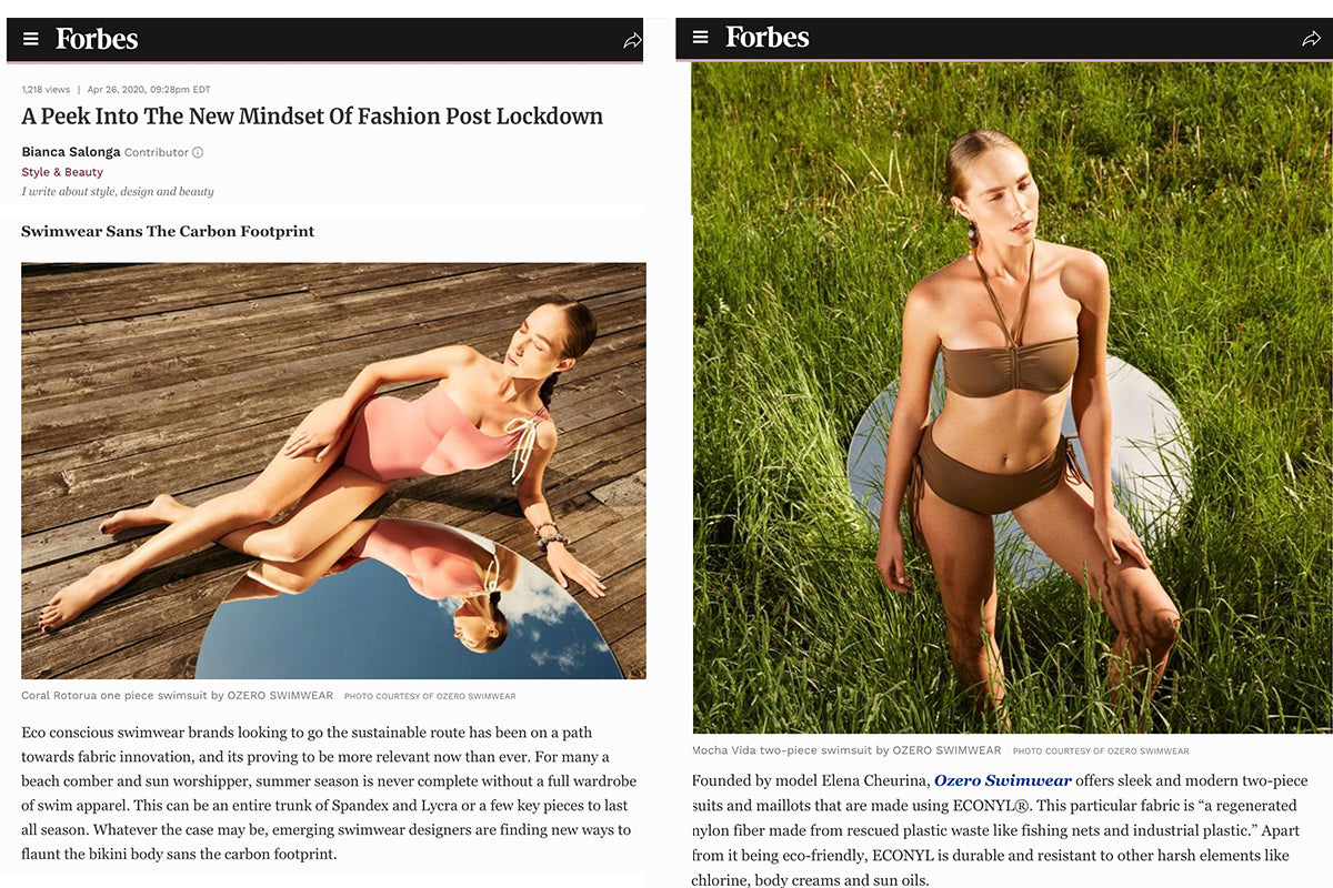 Forbes on Ozero Swimwear, April 2020