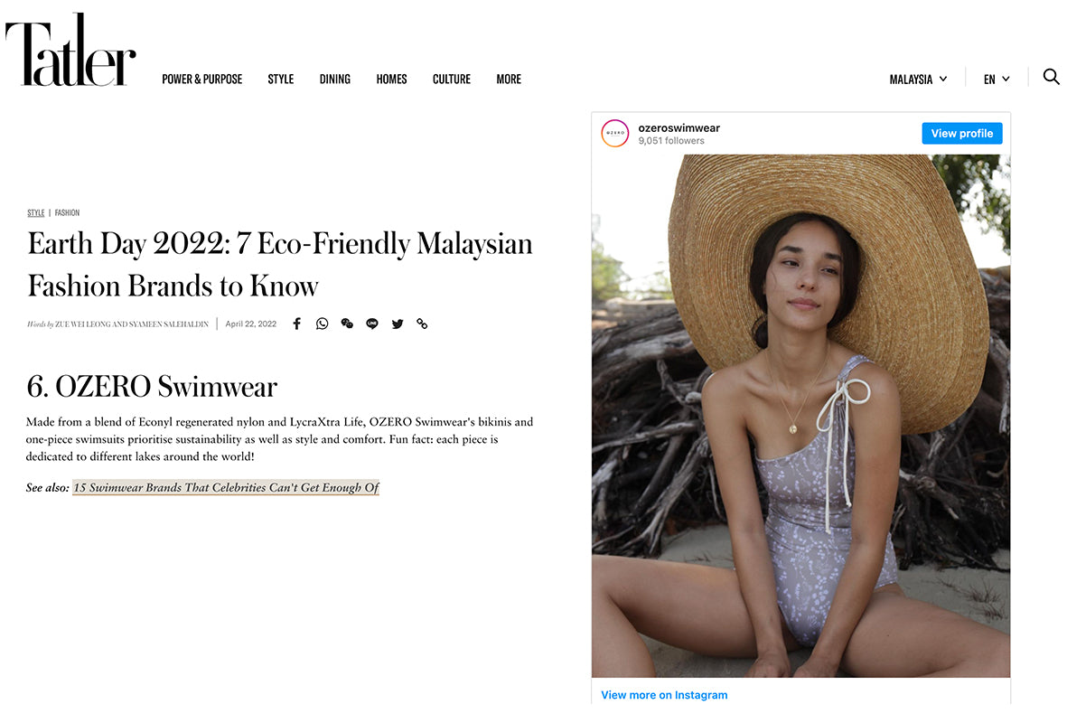 Ozero Swimwear, sustainable swimwear in Tatler Malaysia, April 2022