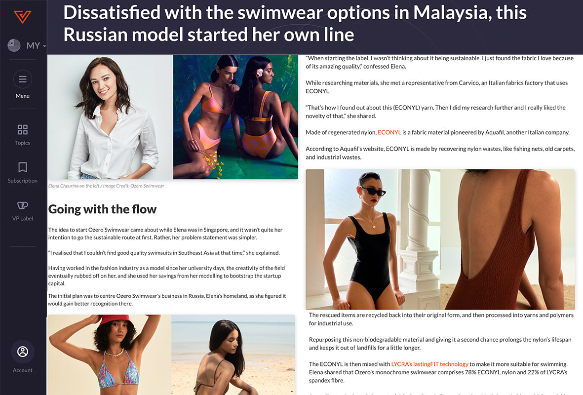 Ozero Swimwear in Vulcan Malaysia, June 2023