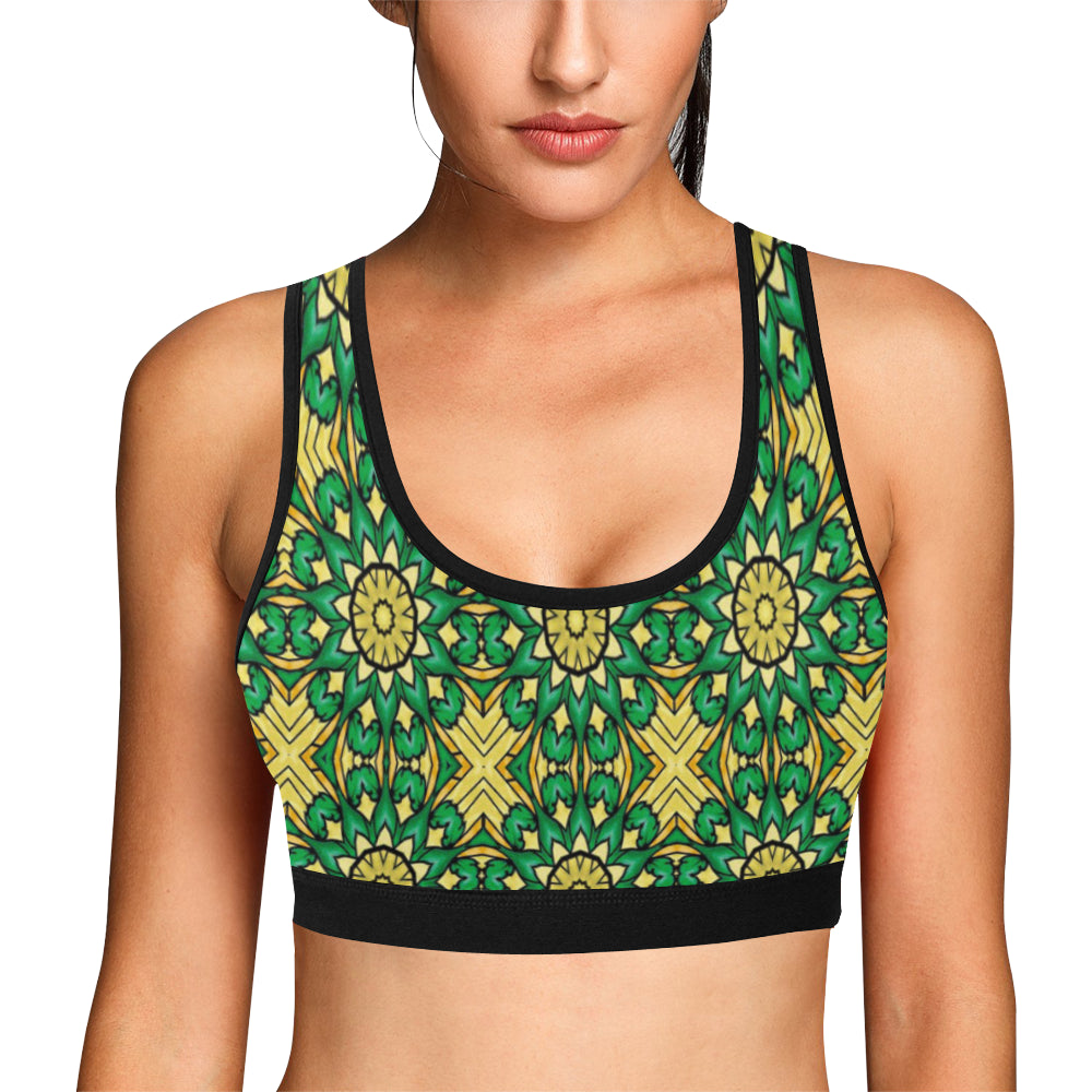 stained glass pattern 9 aa Women's All Over Print Sports Bra (Model T52)