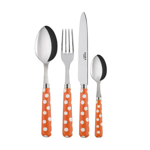 White Dots Orange Flatware - Courtland & Co