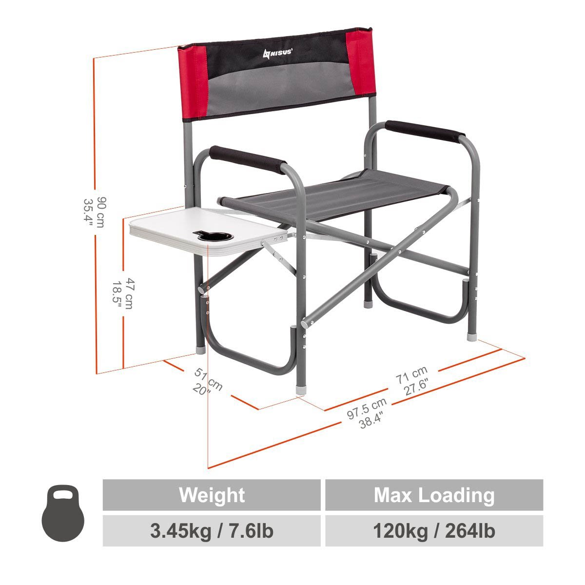 coleman folding chair with side table