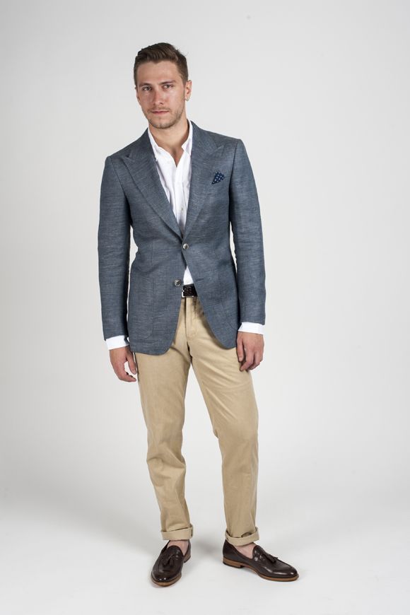 Gray Blazer with Light Gray Chino Pants