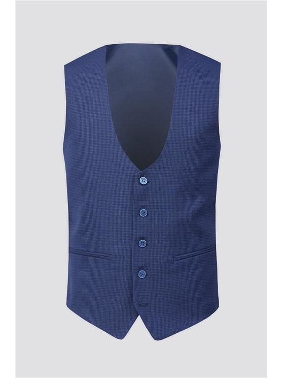 Antique Rogue | Antique Rogue Cobalt Graph Check Waistcoat - MENSWEARR