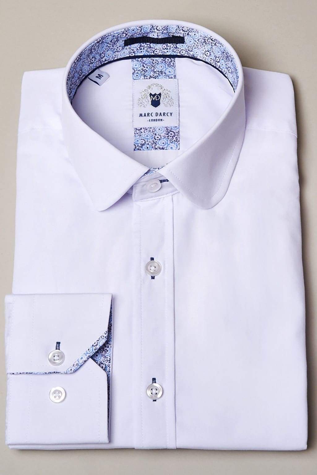 Marc Darcy | Marc Darcy Arthur Plain White Penny Collar Shirt - MENSWEARR