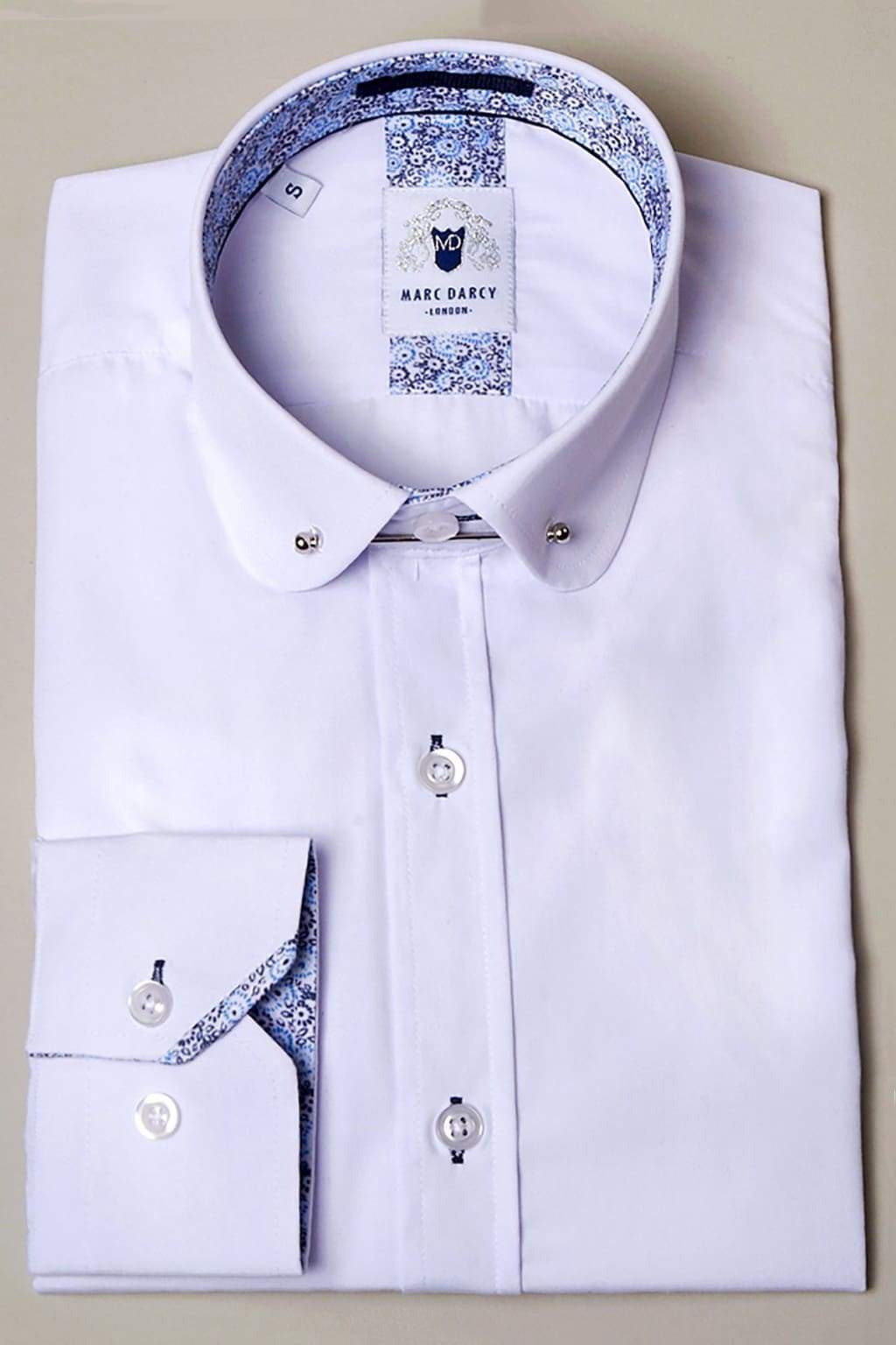 Marc Darcy | Marc Darcy Benson White Penny Collar Shirt With Collar Bar ...