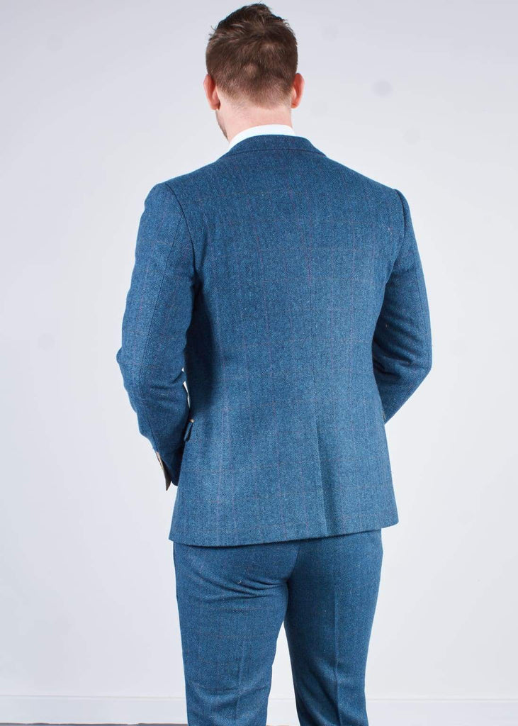 Marc Darcy | Marc Darcy Dion Teal Blue Tweed Slim Fit Wedding 3 Piece ...