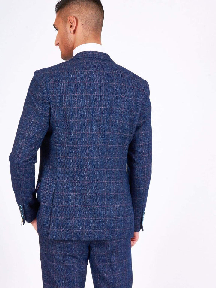 Marc Darcy | Marc Darcy Harry Men’s Indigo Blue Slim Fit Tweed Check ...