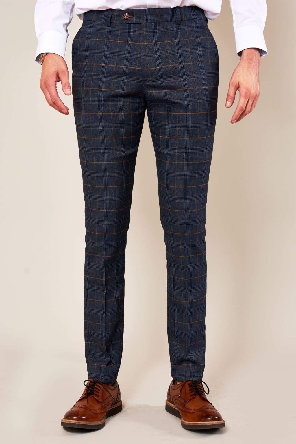 Marc Darcy | Marc Darcy Jenson Marine Navy Check Skinny-Fit Trousers ...