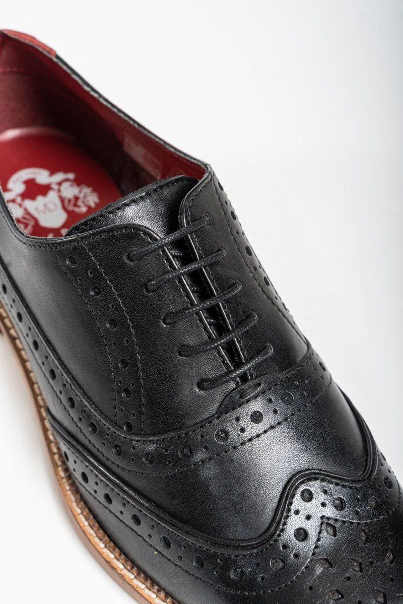 Marc Darcy | Marc Darcy Larkin Black Leather Brogue Shoe - Menswearr ...