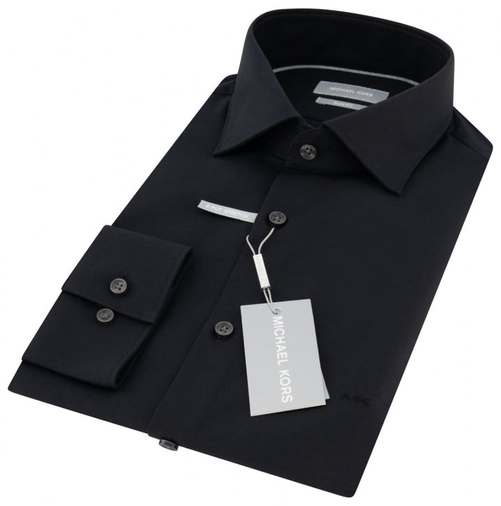 Michael Kors | Michael Kors Black Premium Poplin Stretch Slim Fit Shirt -  MENSWEARR