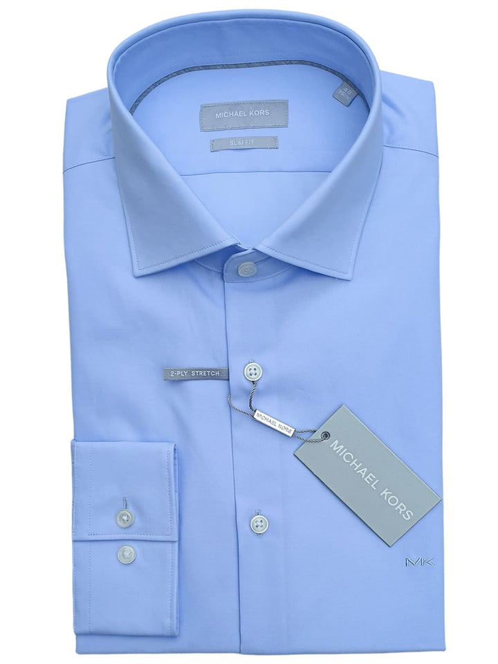 Michael Kors | Michael Kors Light Blue Premium Poplin Stretch Slim Fit  Shirt - MENSWEARR