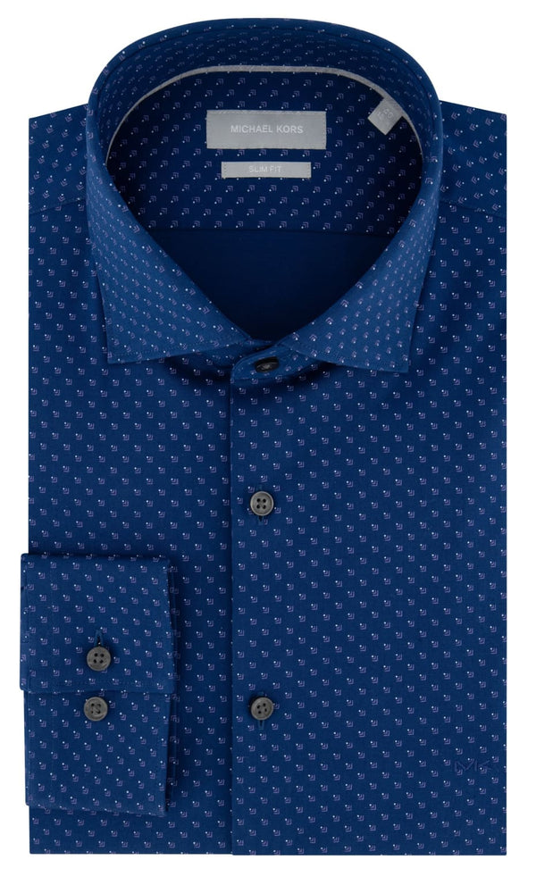 Michael Kors Men's Slim-Fit Trim Stretch Gingham Shirt in Sea Blue-XS 