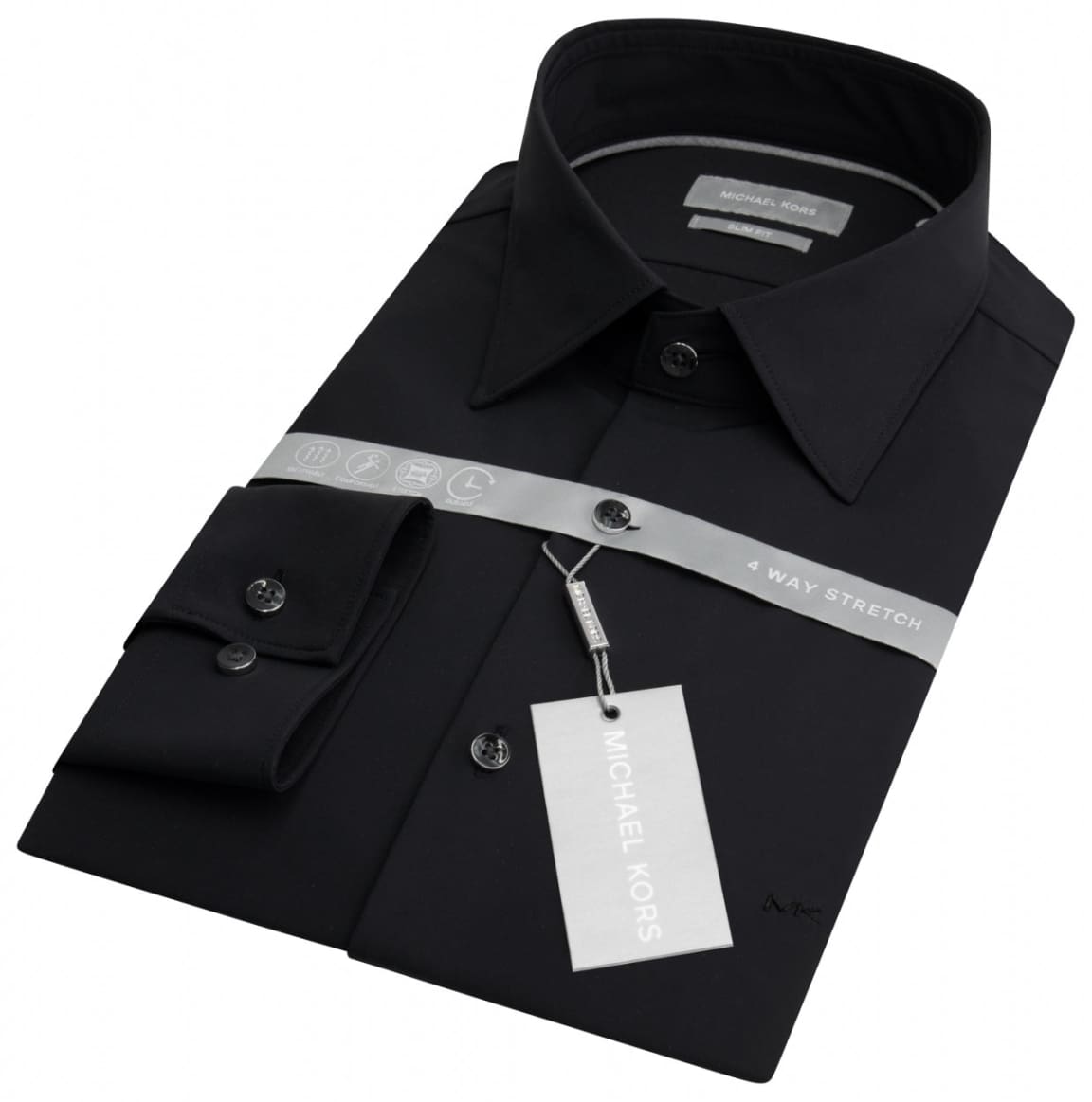 Michael Kors | Michael Kors Men's Raleigh Black Performance Premium Stretch  Slim Shirt - MENSWEARR