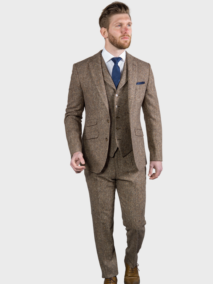 Torre | Brown Donegal Tweed Suit 3 Piece 100% Wool Suit Elton by Torre ...