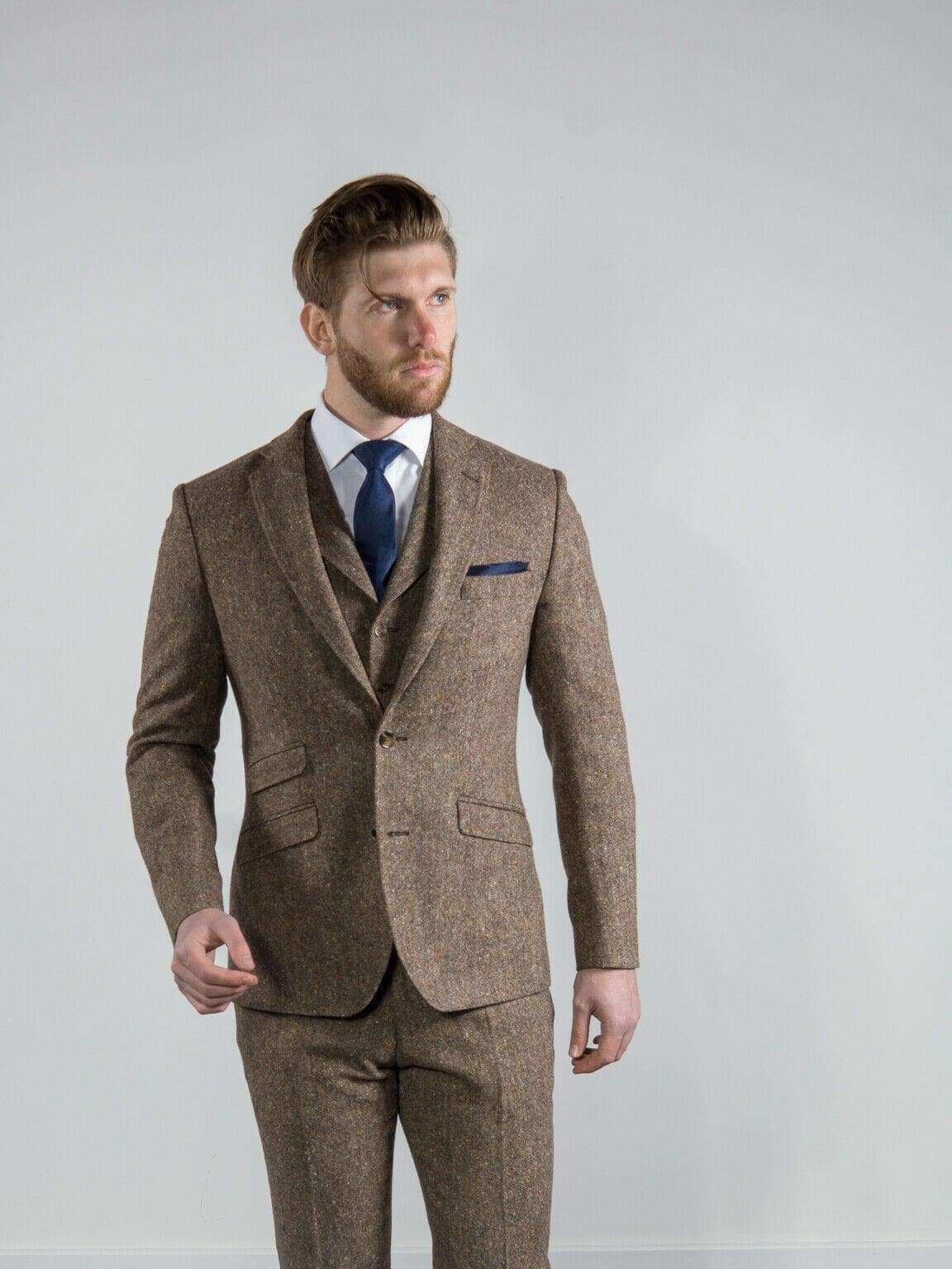 Torre Elton Tweed 100% Wool Men’s Brown Donegal Tweed Jacket