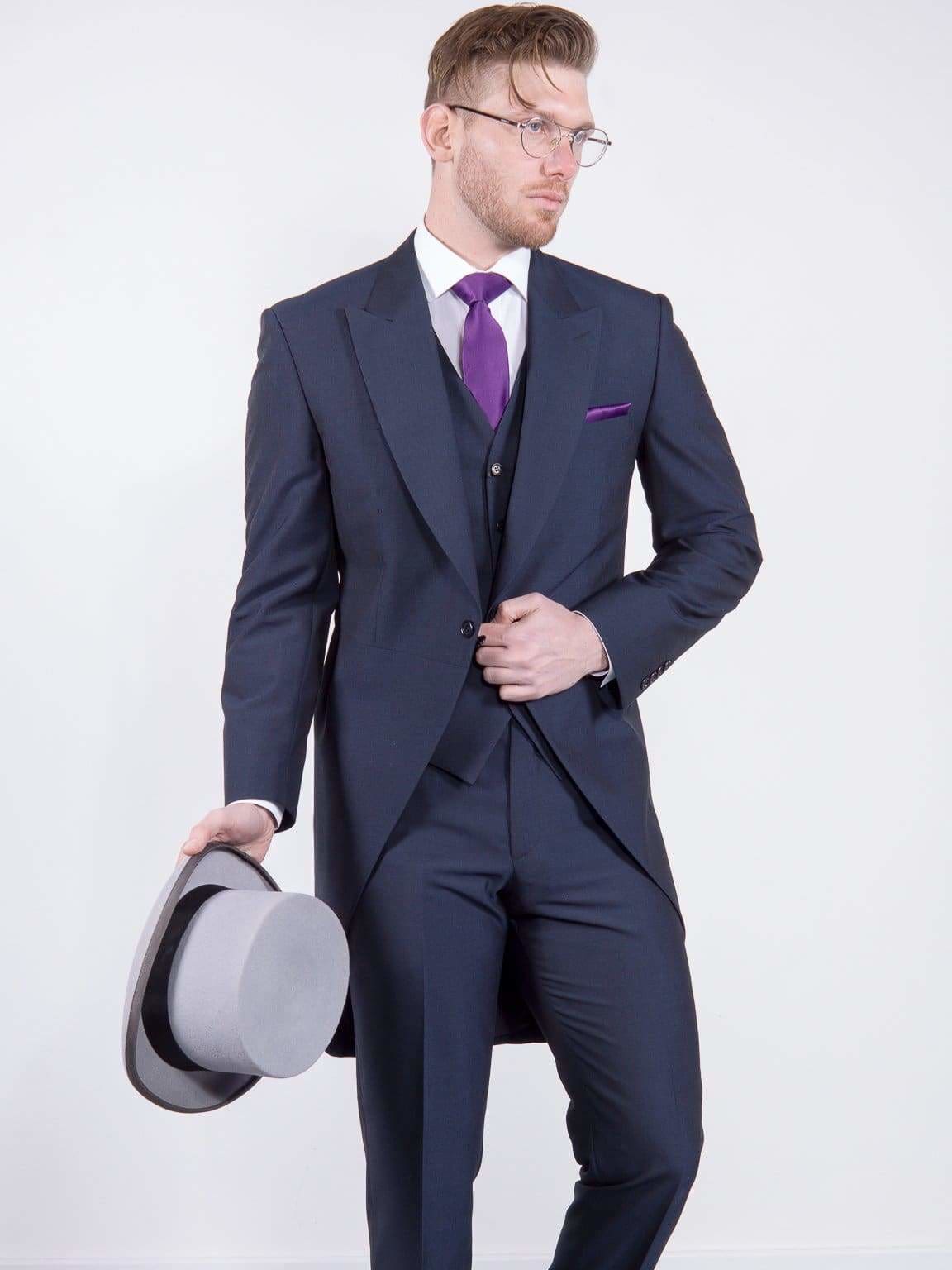 Torre | Torre George Navy Mohair 3 Piece Morning Suit - MENSWEARR