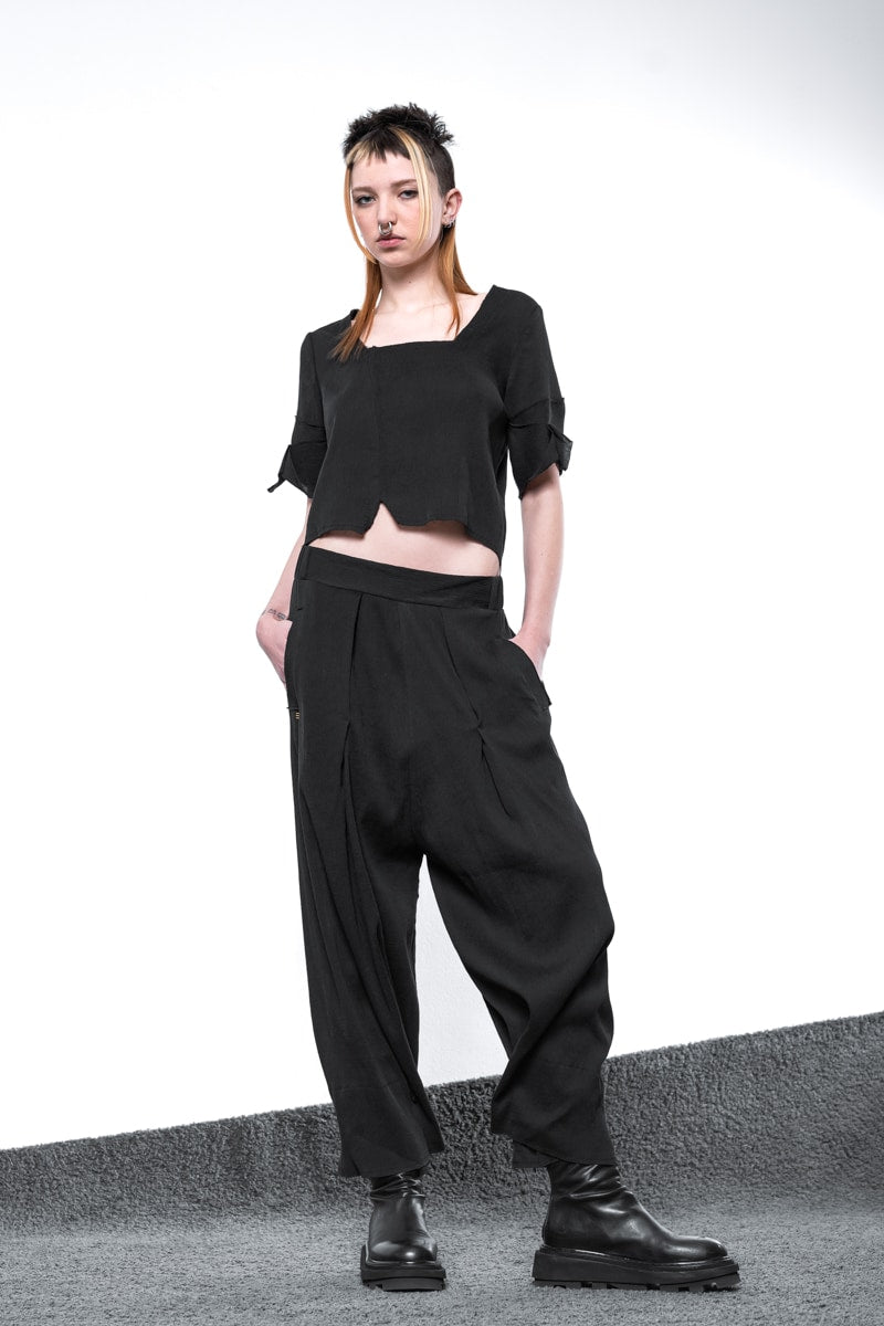 Schwarze Seidenhose für Damen im Sommer