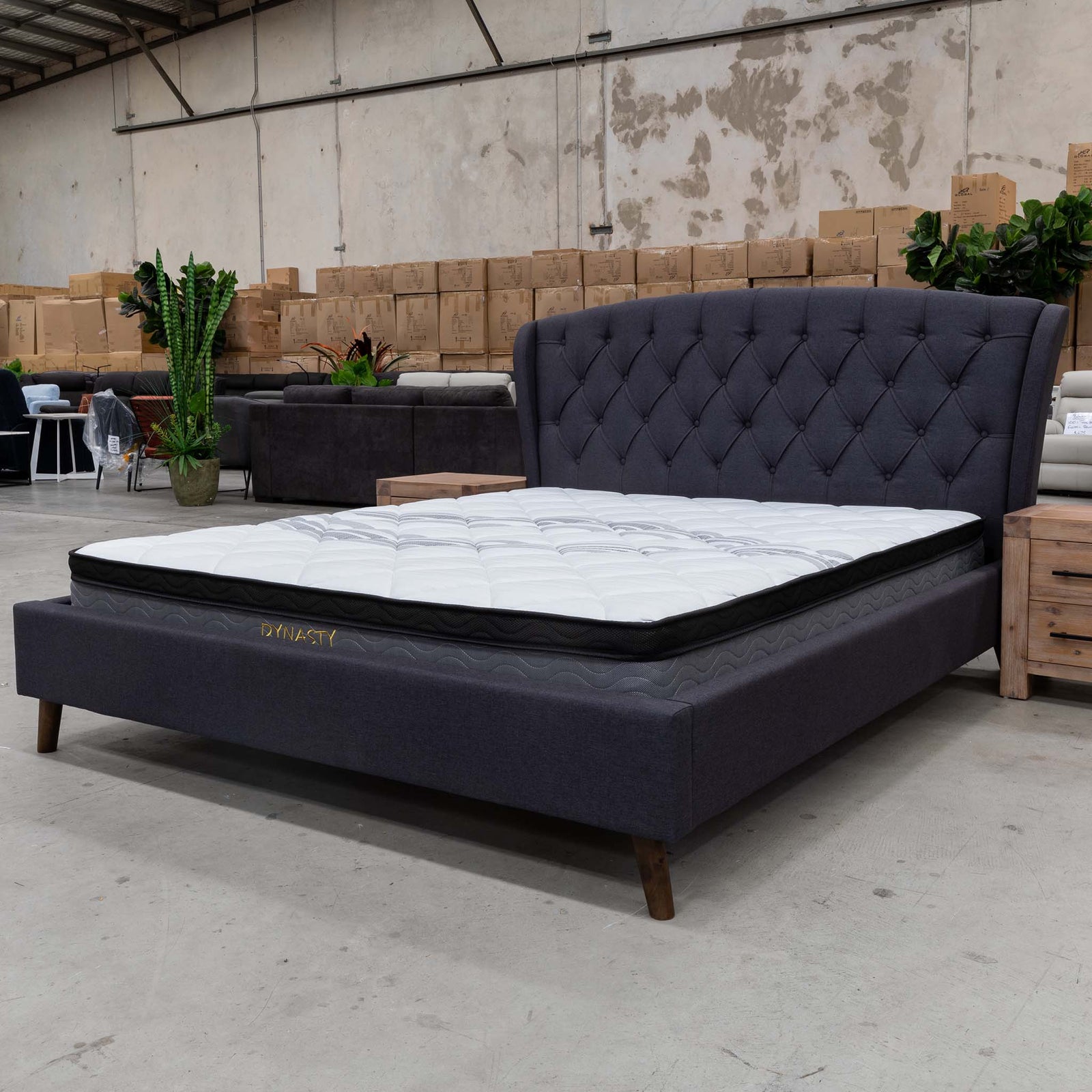 Charlotte Queen Fabric Bed - Mid Grey | Warehouse ...